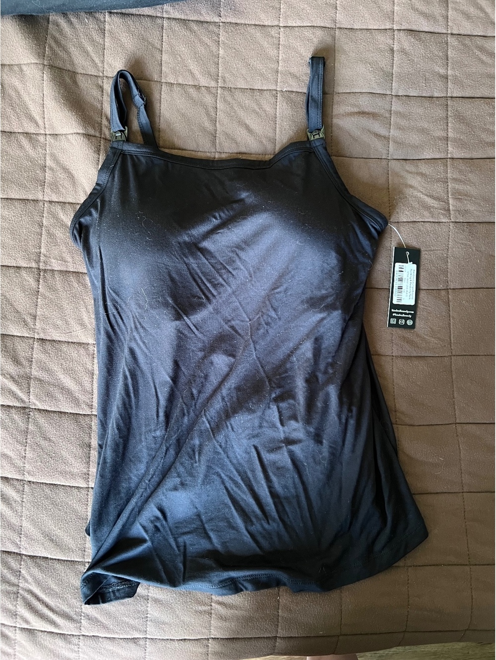 Kindred Bravely Women's Nursing Black Adjustable Strap Tank Top Size S